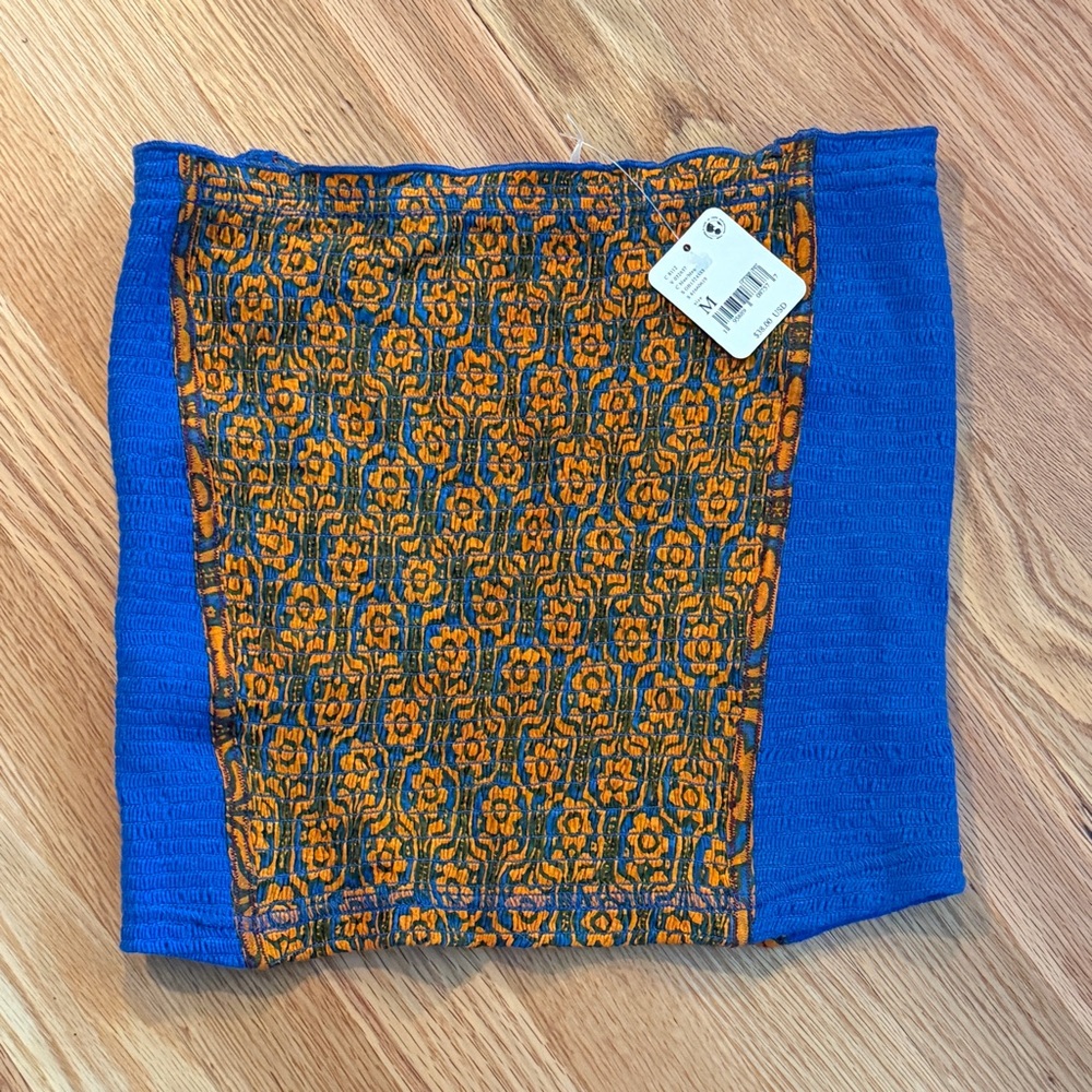 Free People Blue and Orange Patterned Tube Top [NWT]